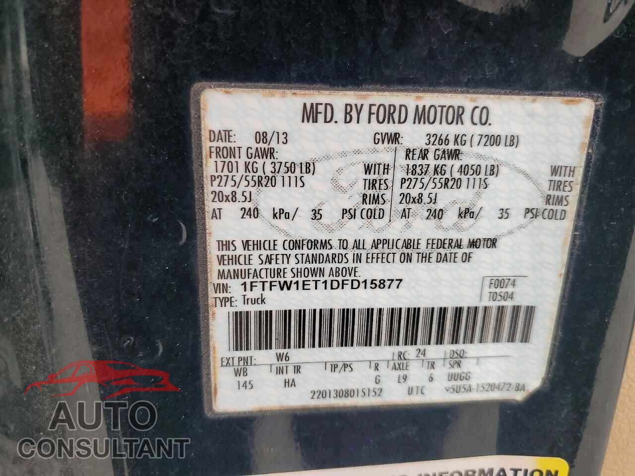 FORD F150 2013 - 1FTFW1ET1DFD15877
