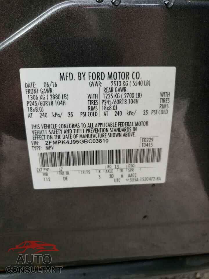 FORD EDGE 2016 - 2FMPK4J95GBC03810