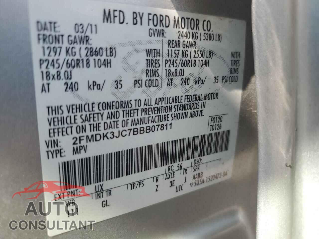 FORD EDGE 2011 - 2FMDK3JC7BBB07811