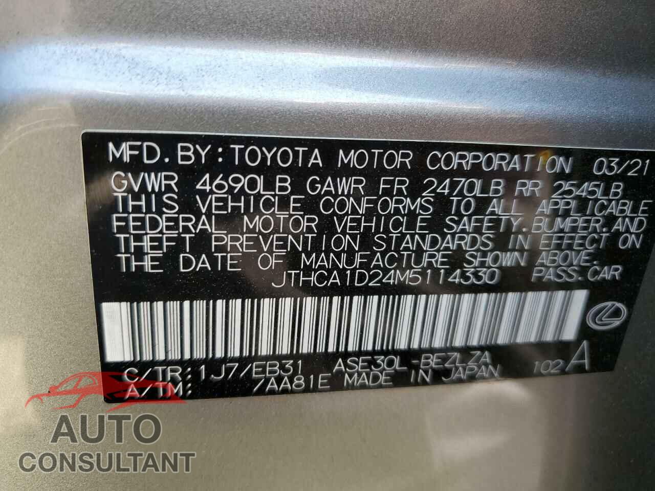 LEXUS IS 2021 - JTHCA1D24M5114330