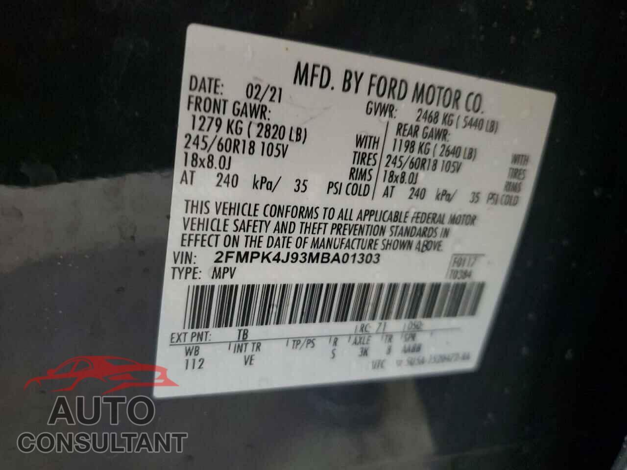 FORD EDGE 2021 - 2FMPK4J93MBA01303
