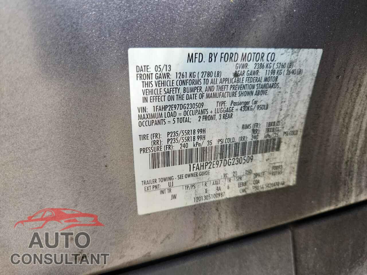 FORD TAURUS 2013 - 1FAHP2E97DG230509