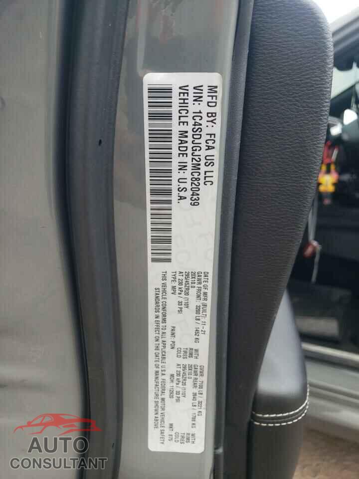 DODGE DURANGO 2021 - 1C4SDJGJ2MC820439