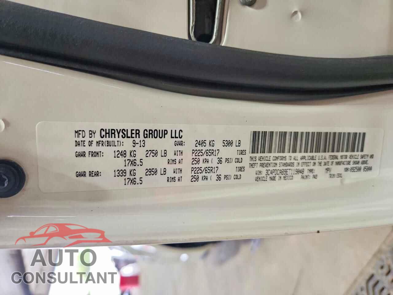 DODGE JOURNEY 2014 - 3C4PDCAB9ET119048