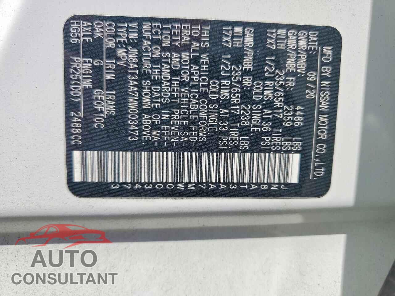 NISSAN ROGUE 2021 - JN8AT3AA7MW003473