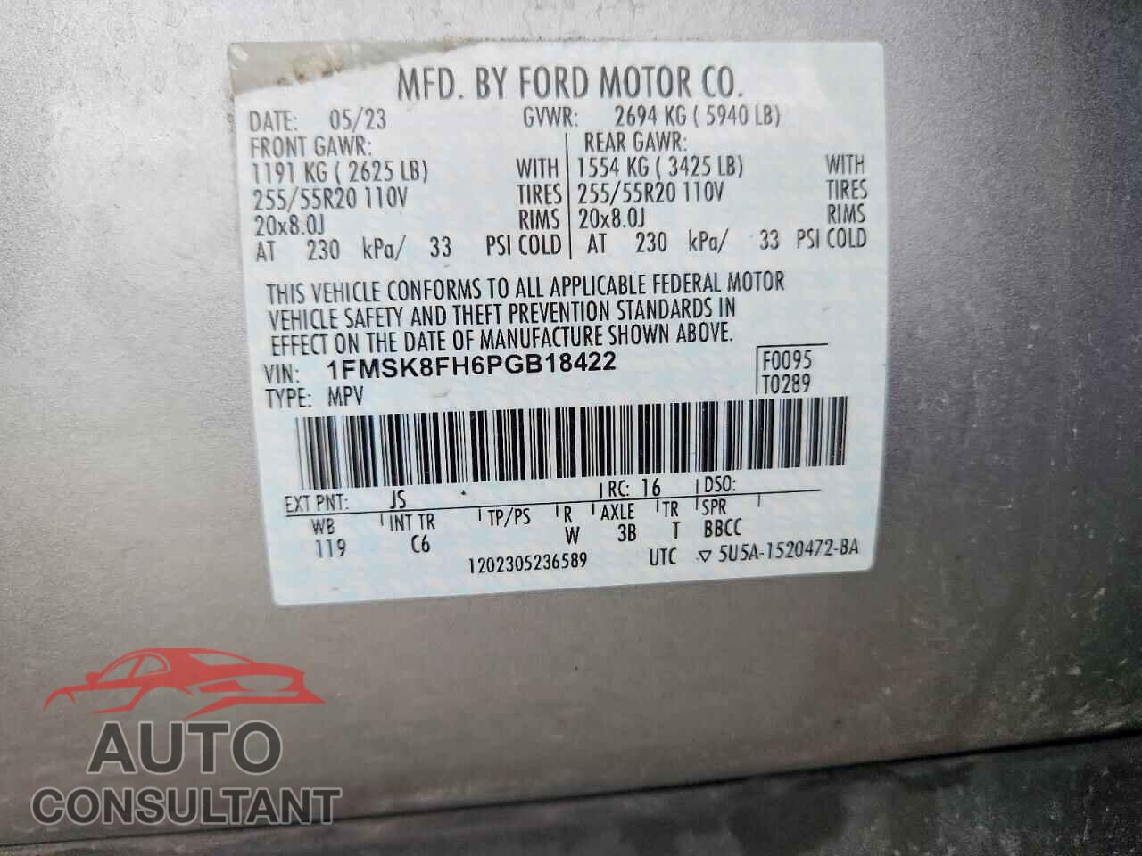 FORD EXPLORER 2023 - 1FMSK8FH6PGB18422