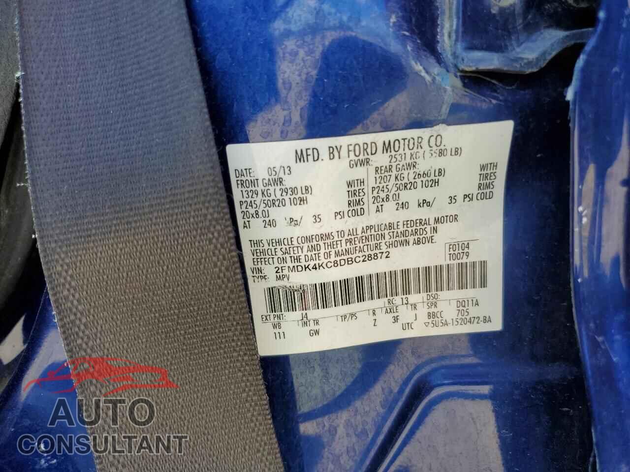 FORD EDGE 2013 - 2FMDK4KC8DBC28872