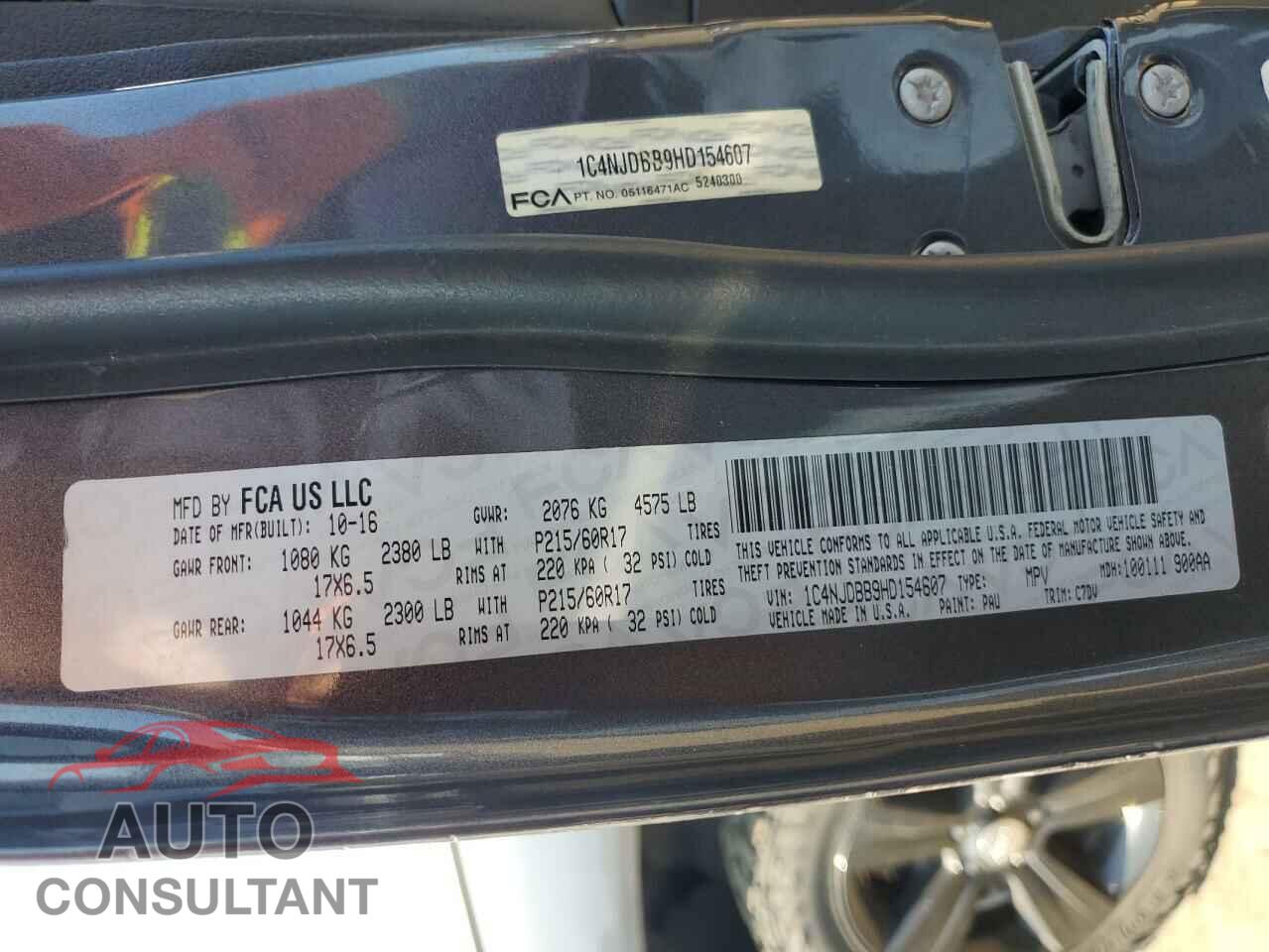 JEEP COMPASS 2017 - 1C4NJDBB9HD154607
