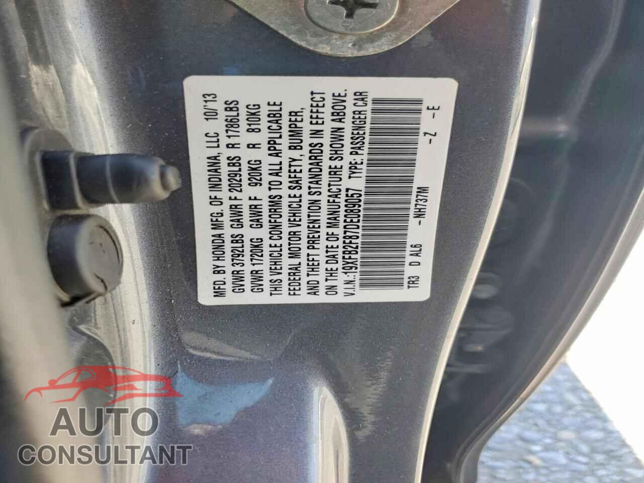 HONDA CIVIC 2013 - 19XFB2F87DE089057