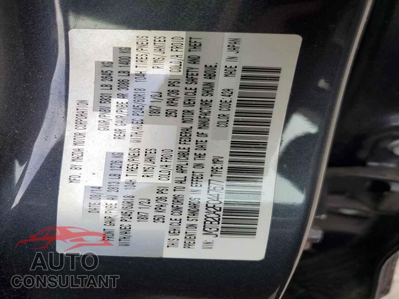 MAZDA CX-9 2015 - JM3TB2CA2F0447677
