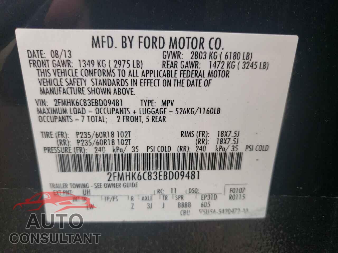 FORD FLEX 2014 - 2FMHK6C83EBD09481