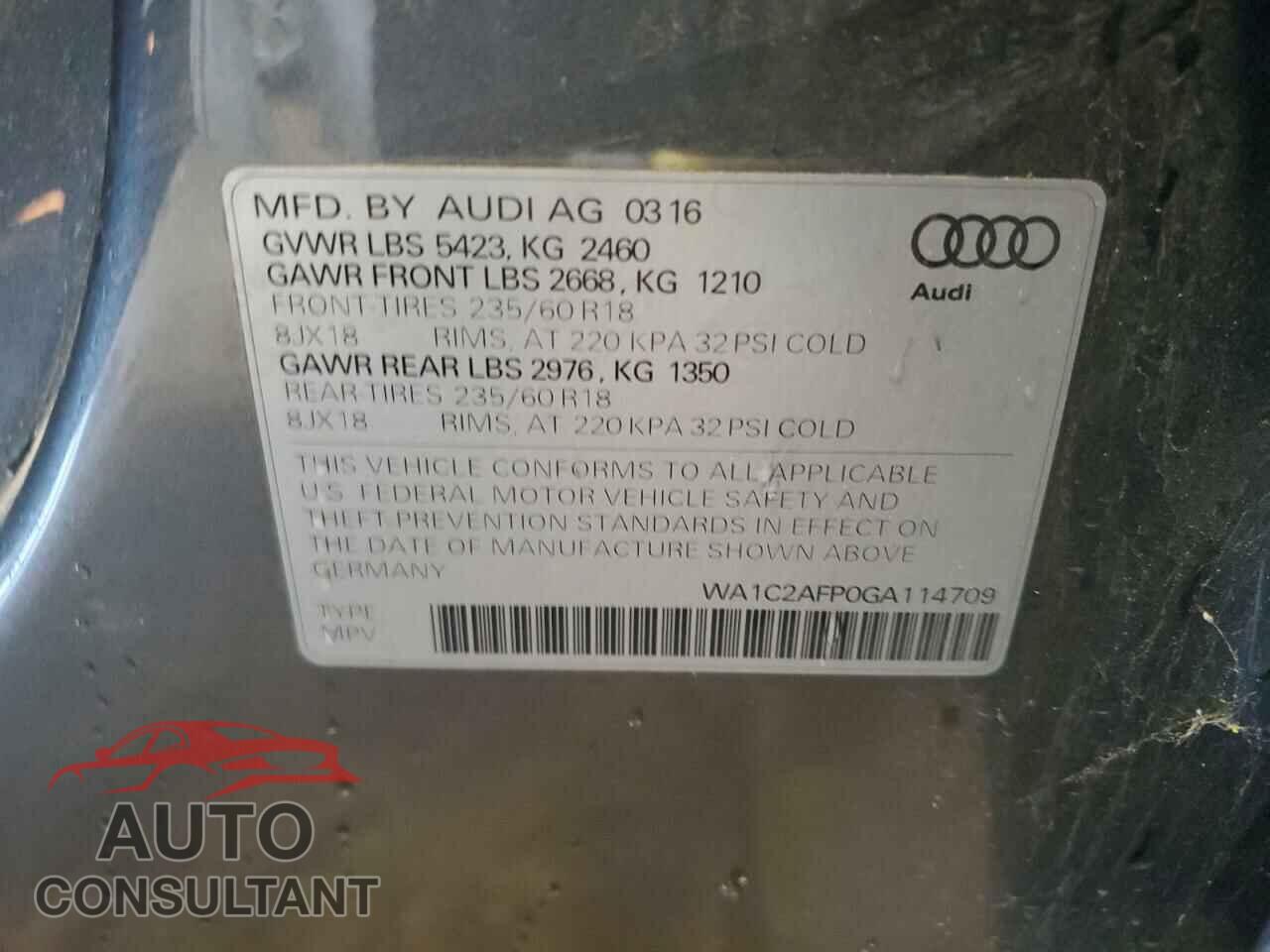 AUDI Q5 2016 - WA1C2AFP0GA114709