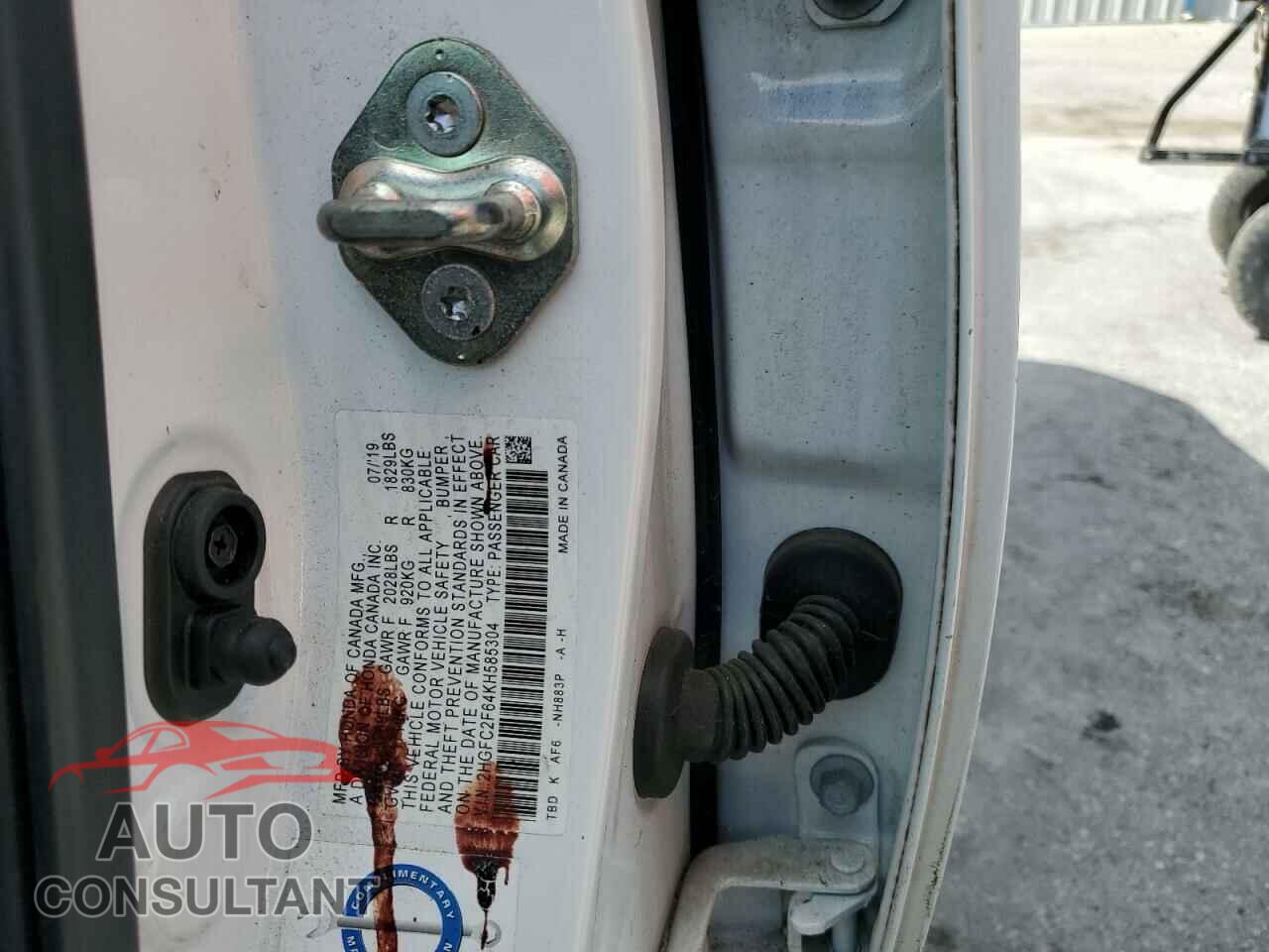 HONDA CIVIC 2019 - 2HGFC2F64KH585304