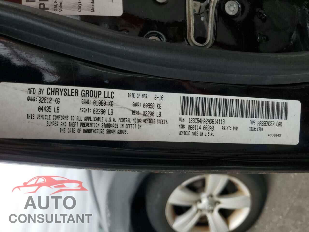 DODGE CALIBER 2010 - 1B3CB4HA2AD614118