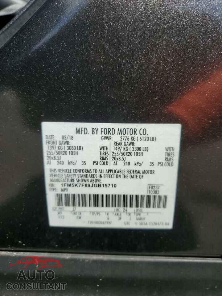 FORD EXPLORER 2018 - 1FM5K7F89JGB15710