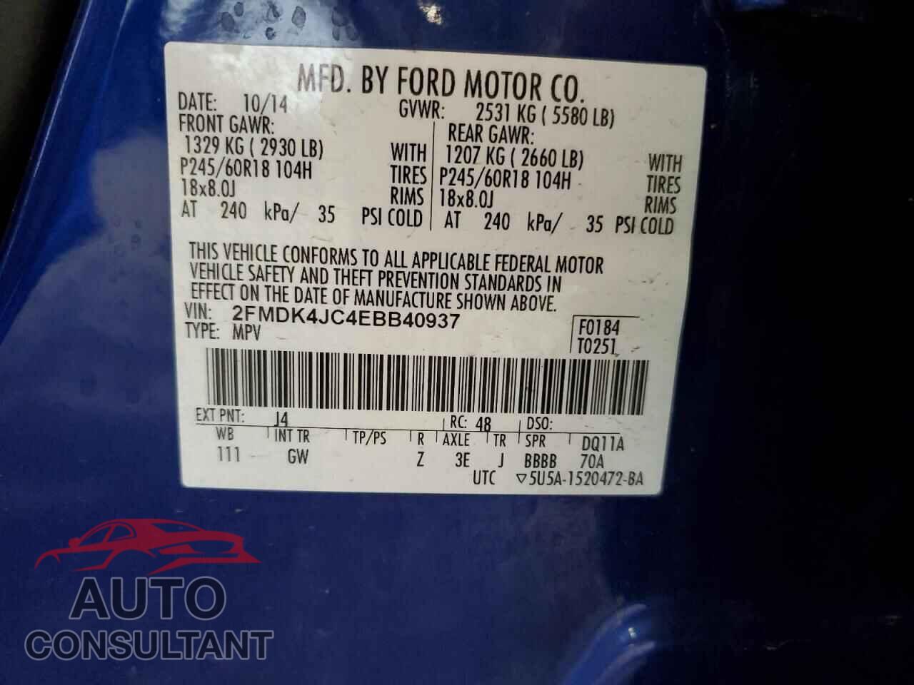 FORD EDGE 2014 - 2FMDK4JC4EBB40937