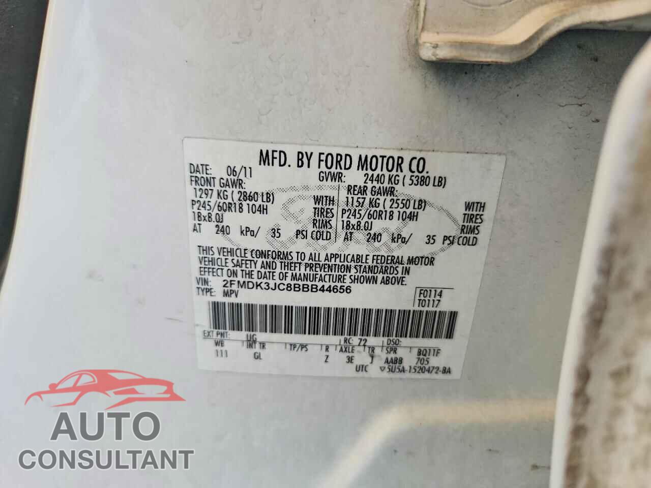 FORD EDGE 2011 - 2FMDK3JC8BBB44656