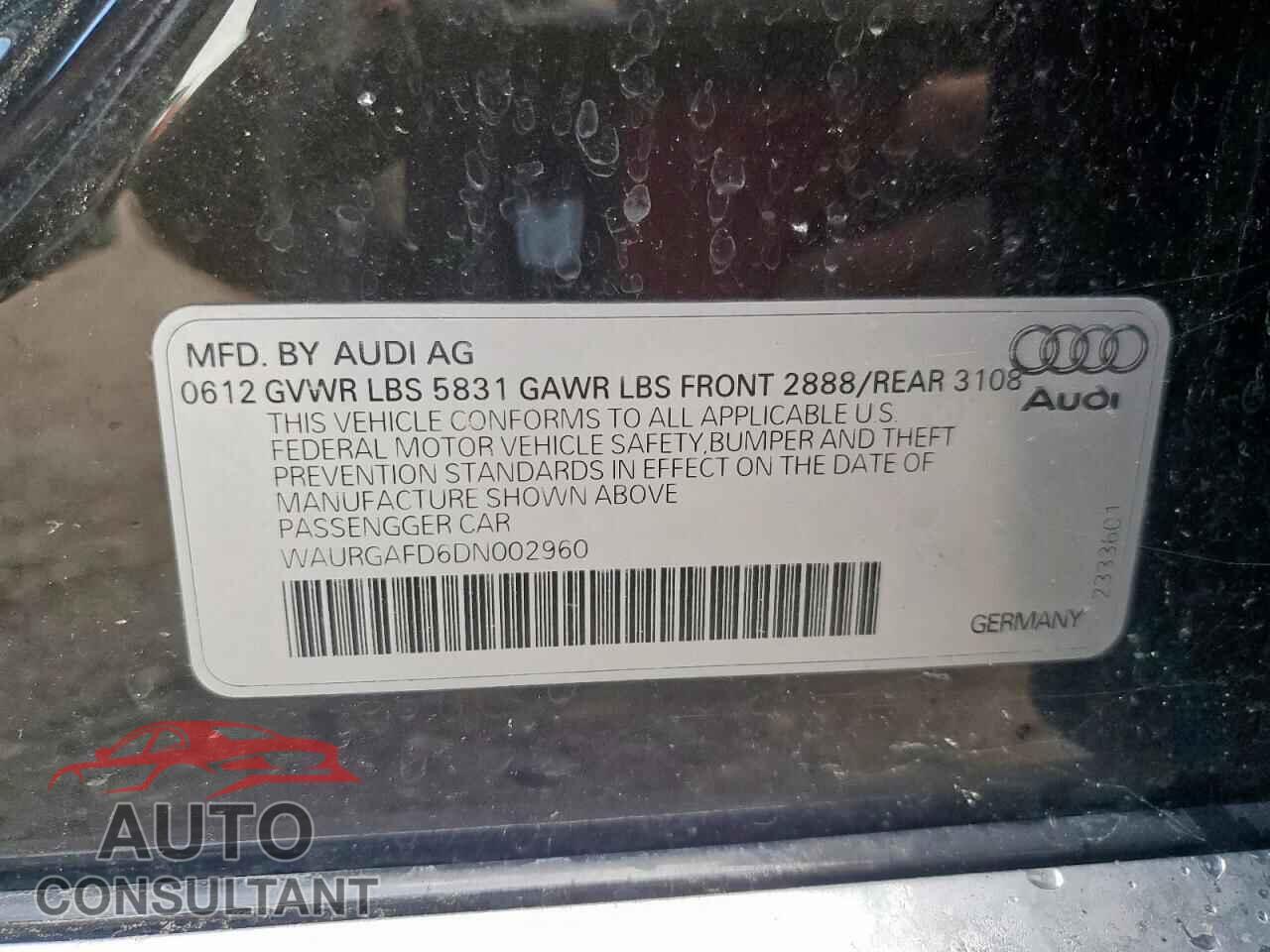 AUDI A8 2013 - WAURGAFD6DN002960