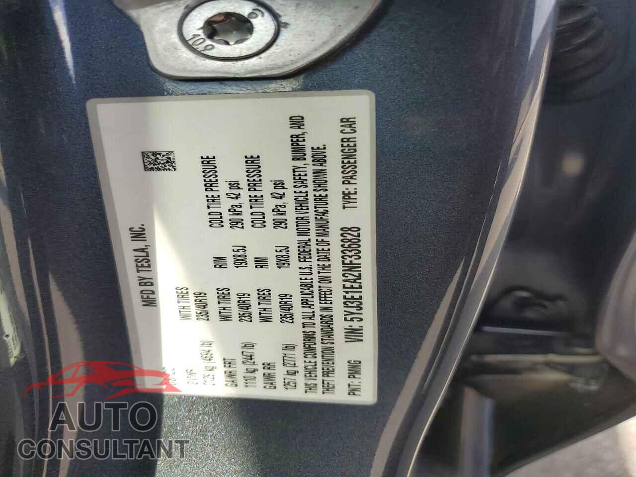 TESLA MODEL 3 2022 - 5YJ3E1EA2NF336828