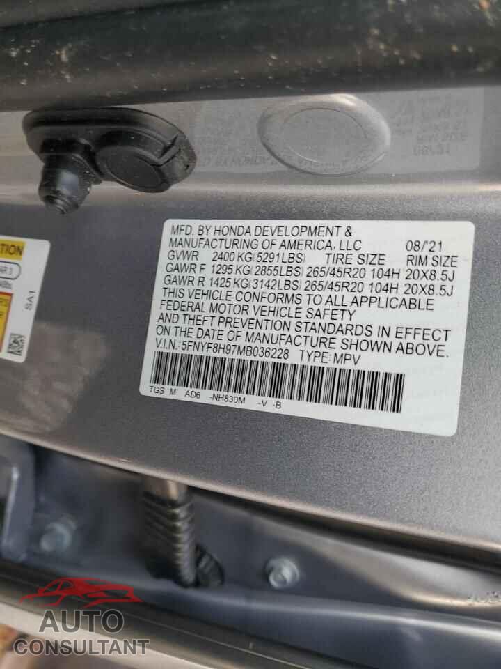 HONDA PASSPORT 2021 - 5FNYF8H97MB036228