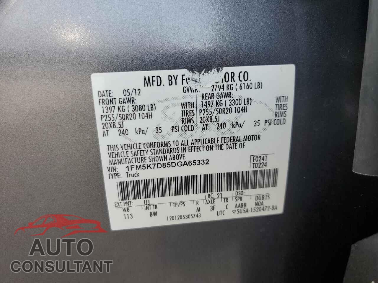 FORD EXPLORER 2013 - 1FM5K7D85DGA65332