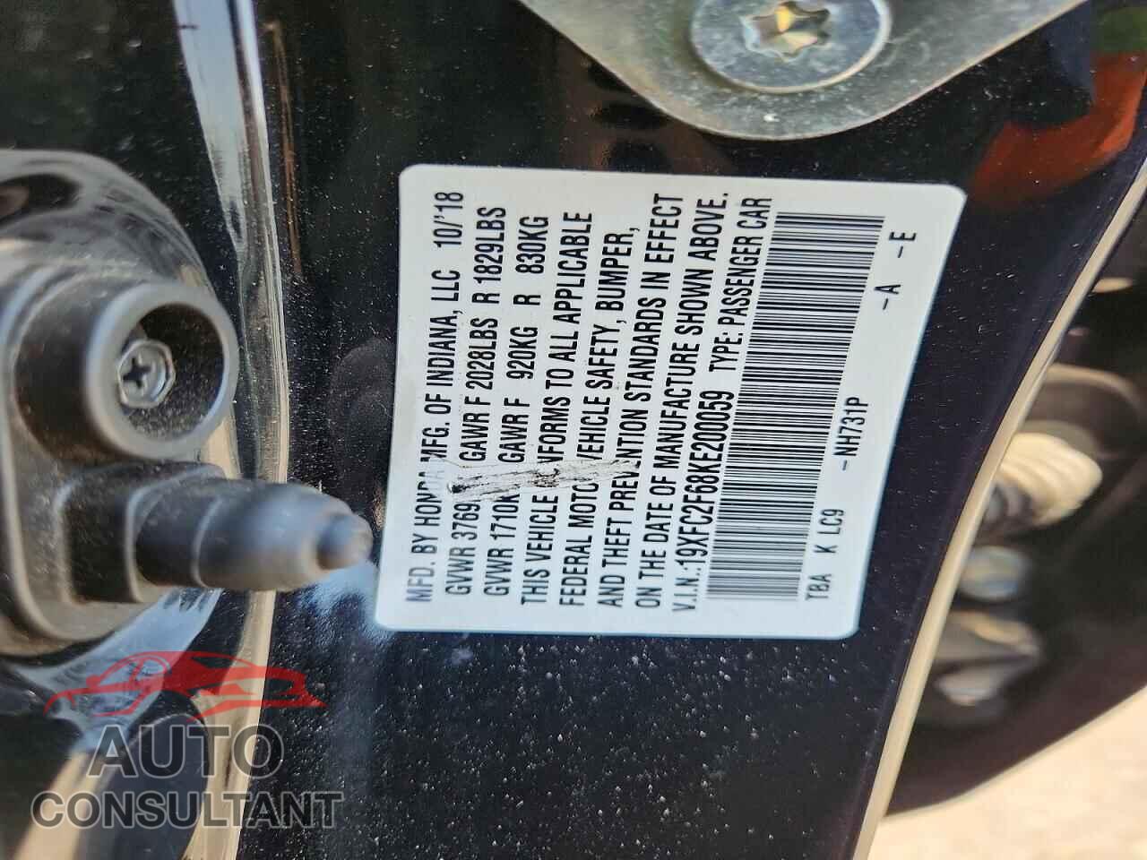 HONDA CIVIC 2019 - 19XFC2F68KE200059
