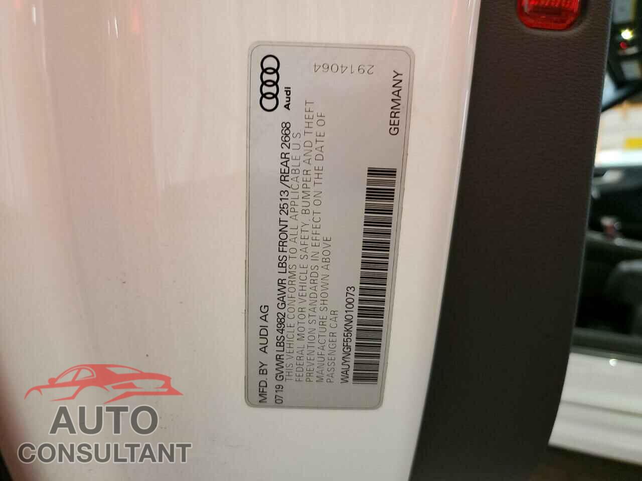 AUDI A5 2019 - WAUYNGF55KN010073