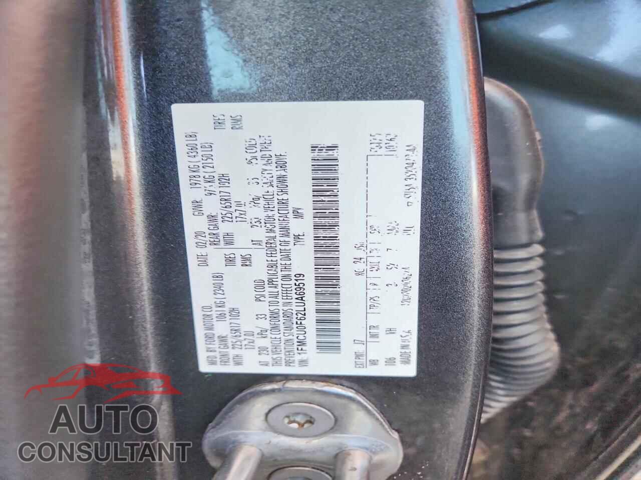 FORD ESCAPE 2020 - 1FMCU0F62LUA69519