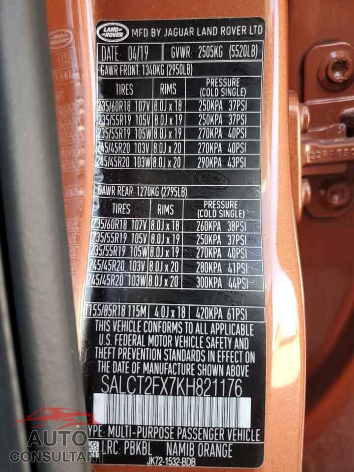 LAND ROVER DISCOVERY 2019 - SALCT2FX7KH821176
