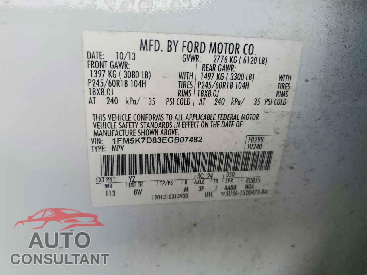 FORD EXPLORER 2014 - 1FM5K7D83EGB07482
