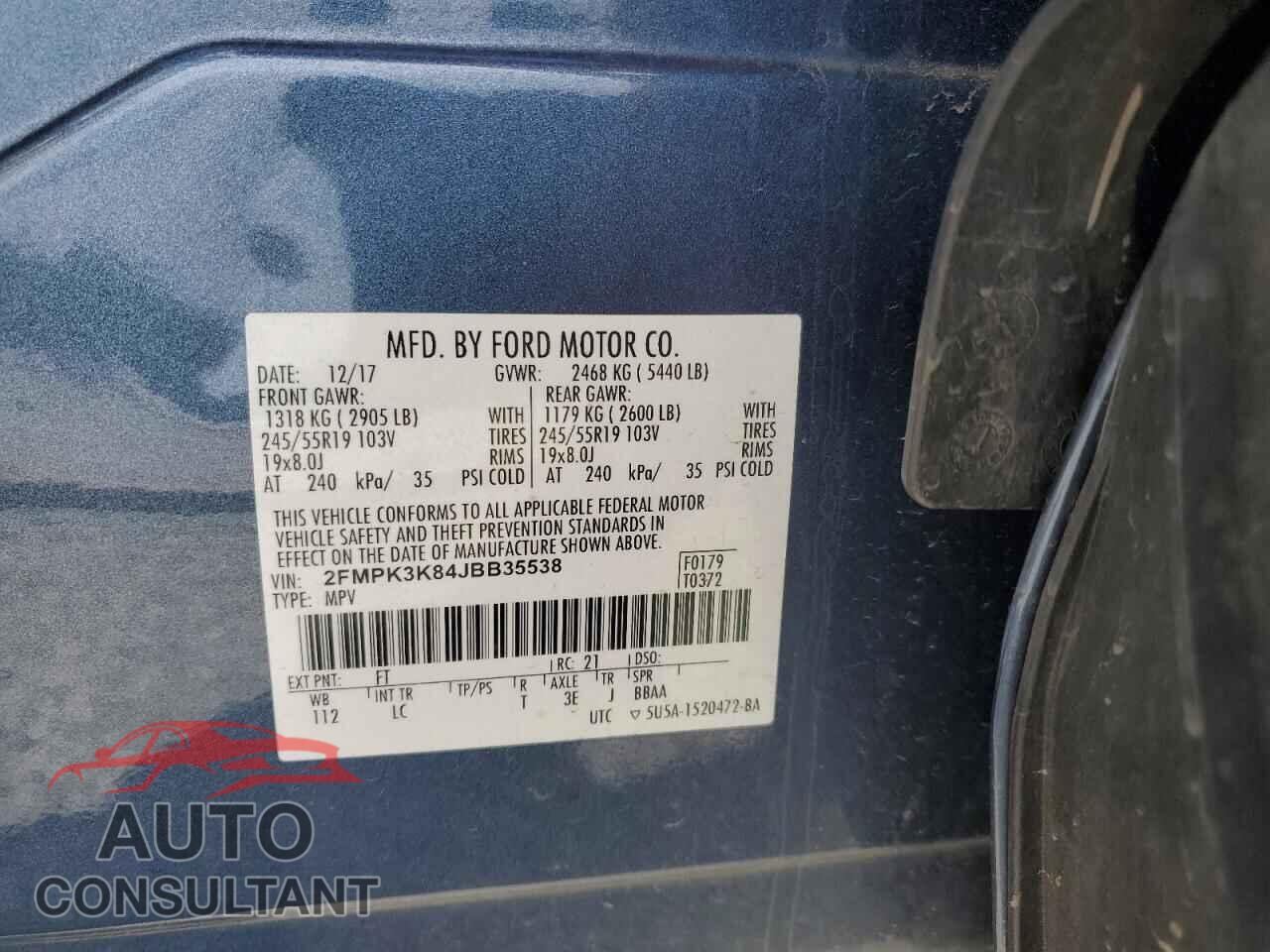 FORD EDGE 2018 - 2FMPK3K84JBB35538