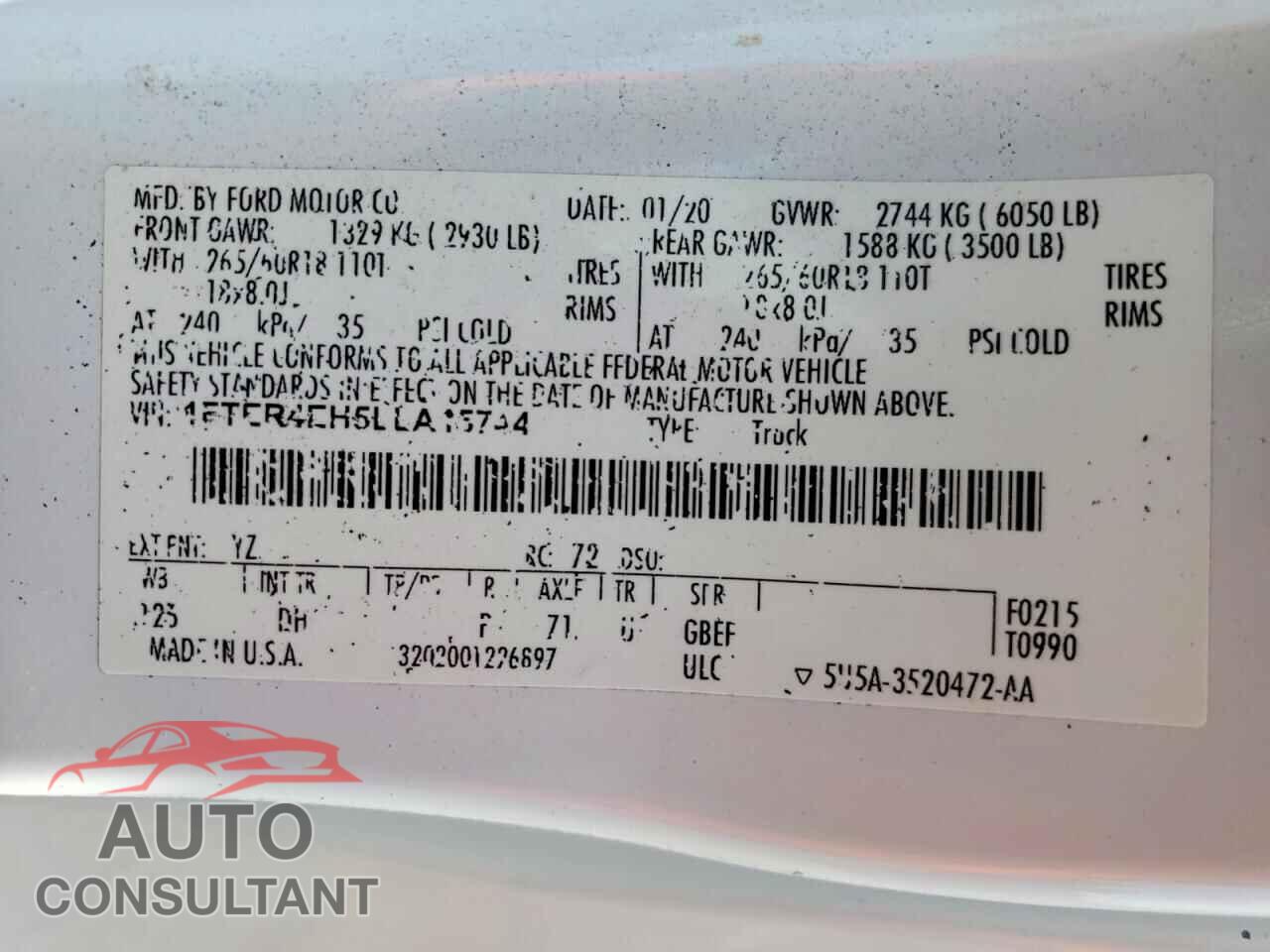 FORD RANGER 2020 - 1FTER4EH5LLA15744