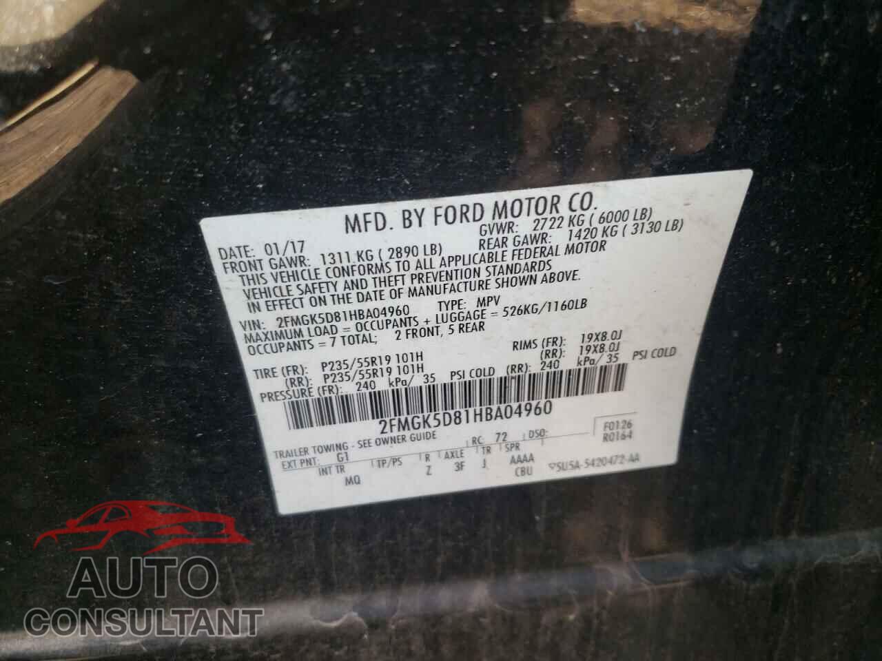 FORD FLEX 2017 - 2FMGK5D81HBA04960