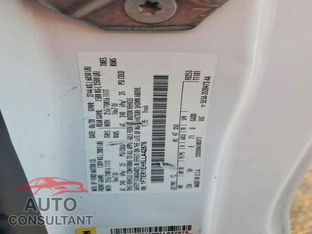 FORD RANGER 2020 - 1FTER1EH5LLA42876