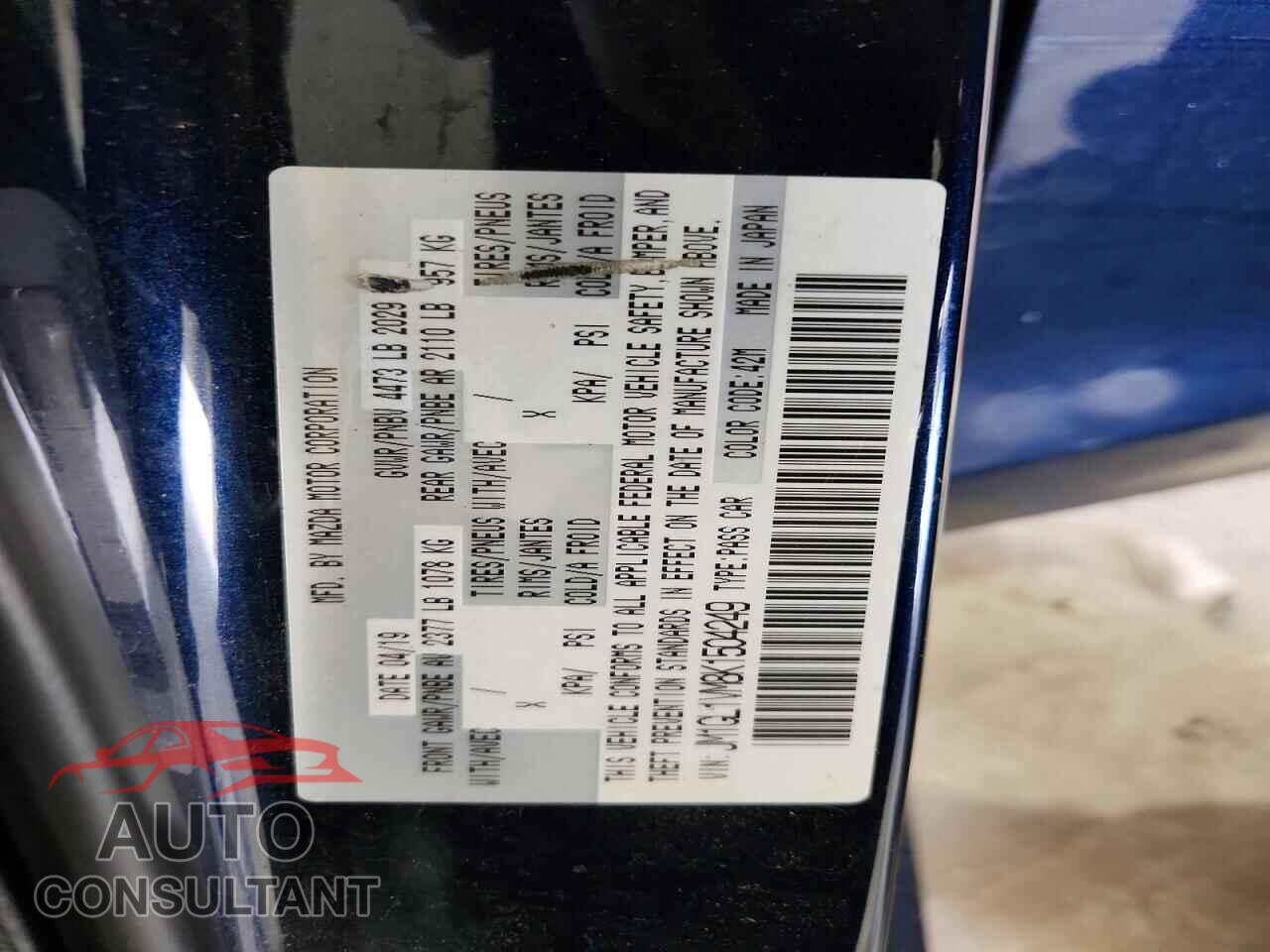 MAZDA 6 2019 - JM1GL1VM8K1504249