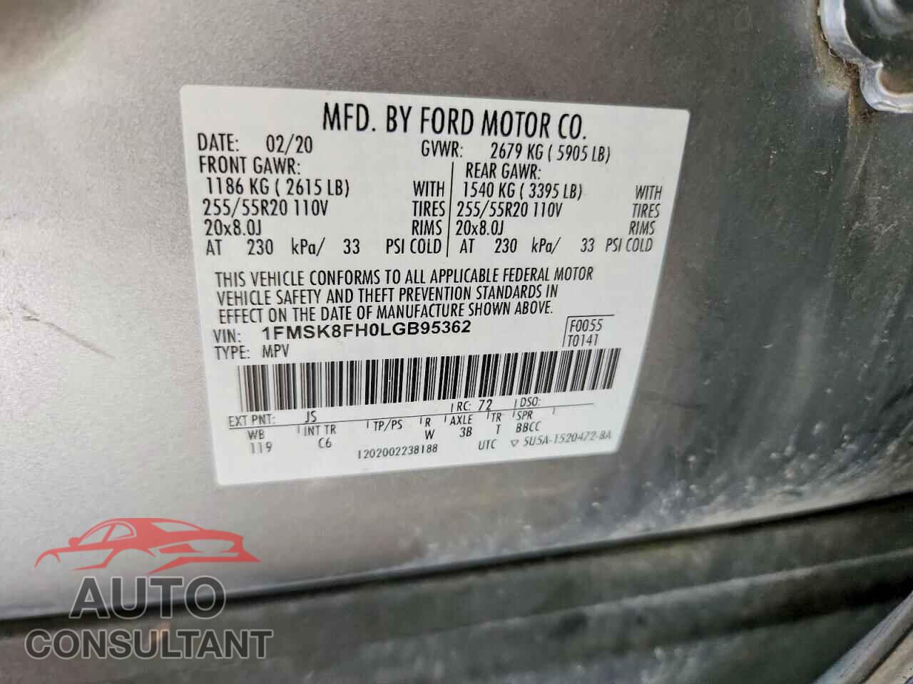 FORD EXPLORER 2020 - 1FMSK8FH0LGB95362