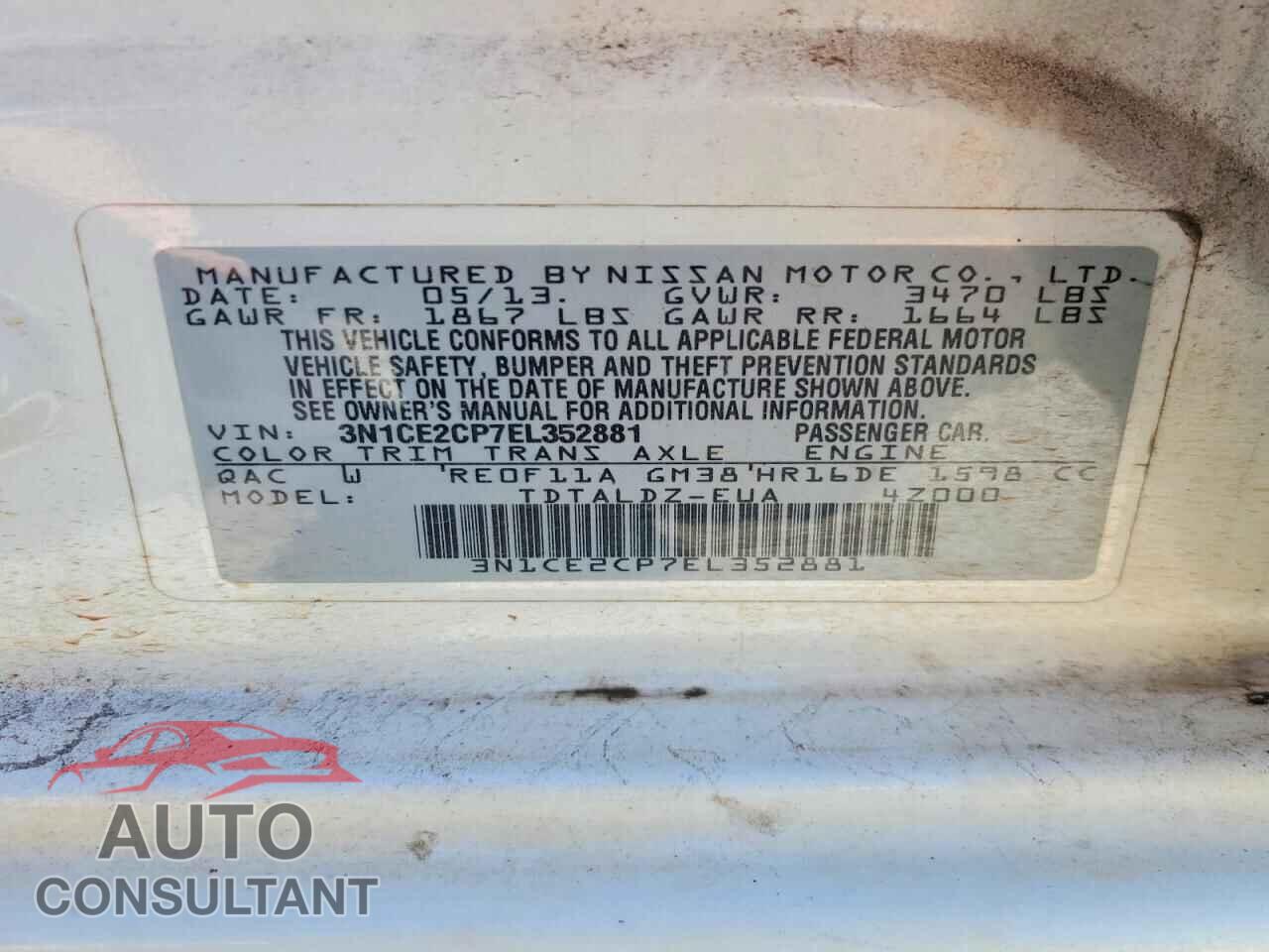 NISSAN VERSA 2014 - 3N1CE2CP7EL352881