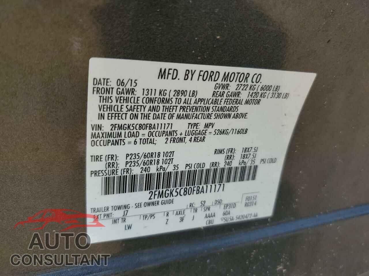 FORD FLEX 2015 - 2FMGK5C80FBA11171