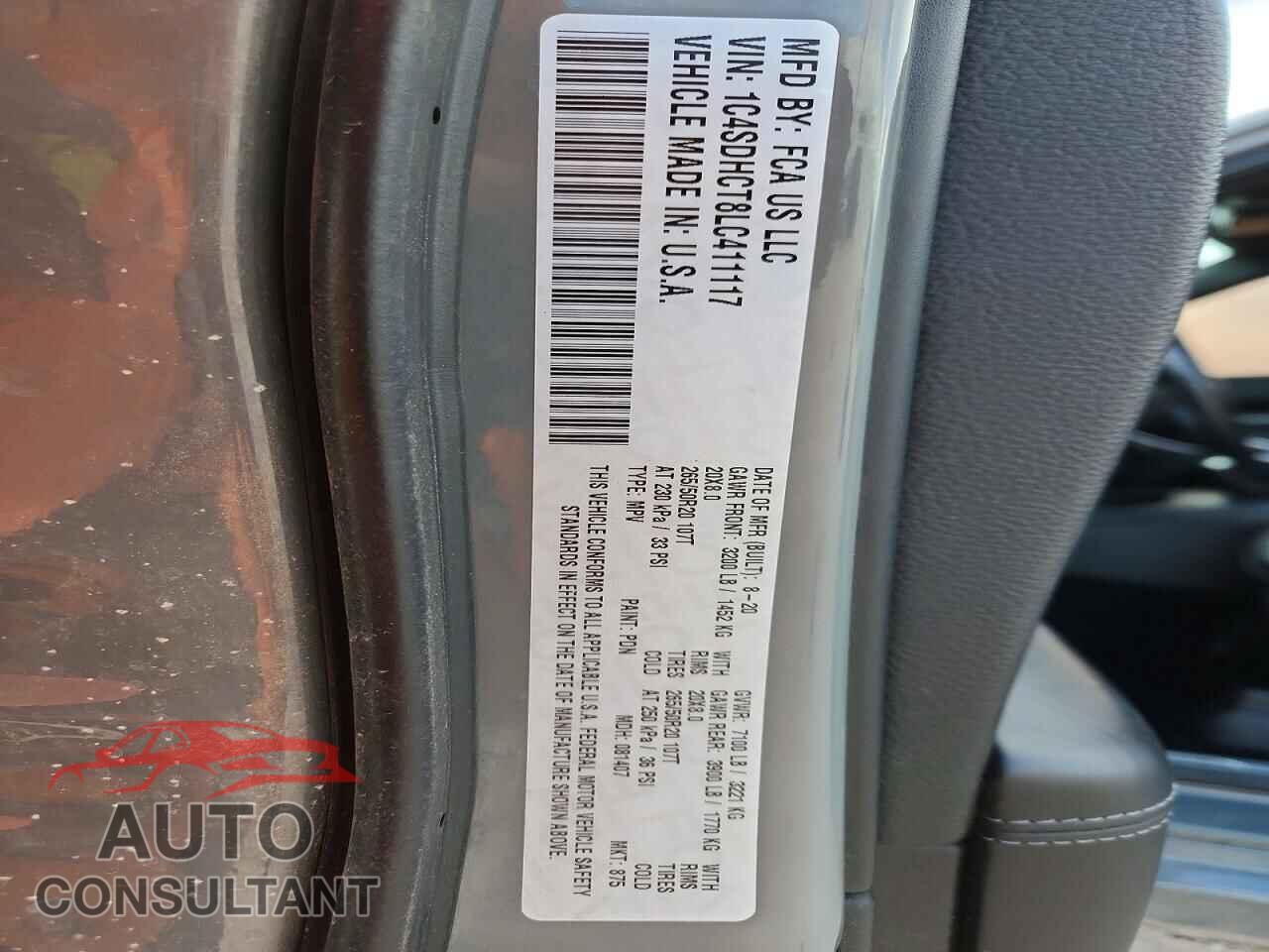 DODGE DURANGO 2020 - 1C4SDHCT8LC411117