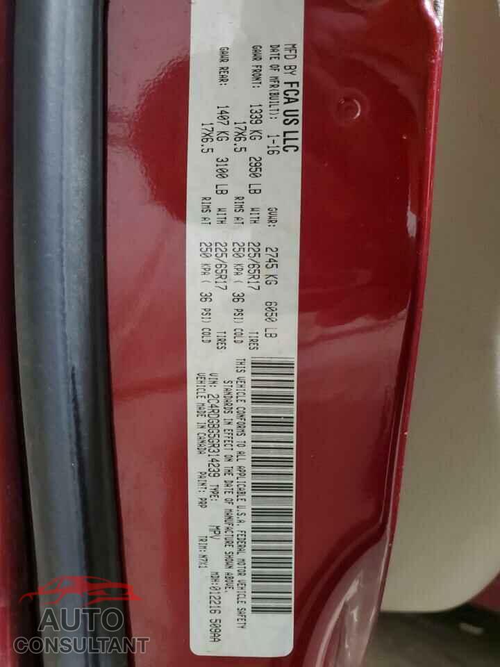 DODGE CARAVAN 2016 - 2C4RDGBG5GR314239