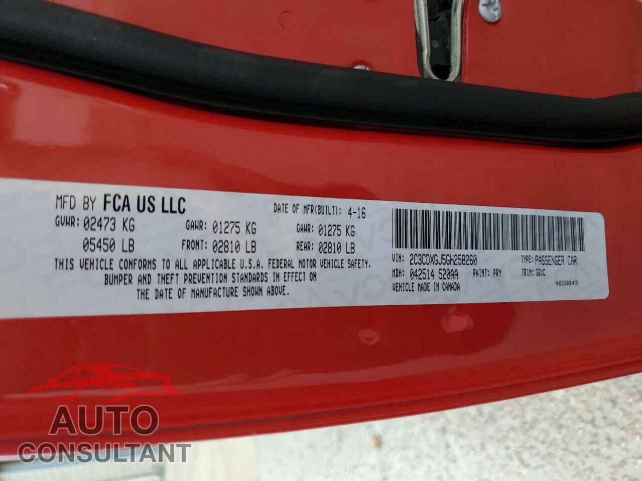 DODGE CHARGER 2016 - 2C3CDXGJ5GH258260
