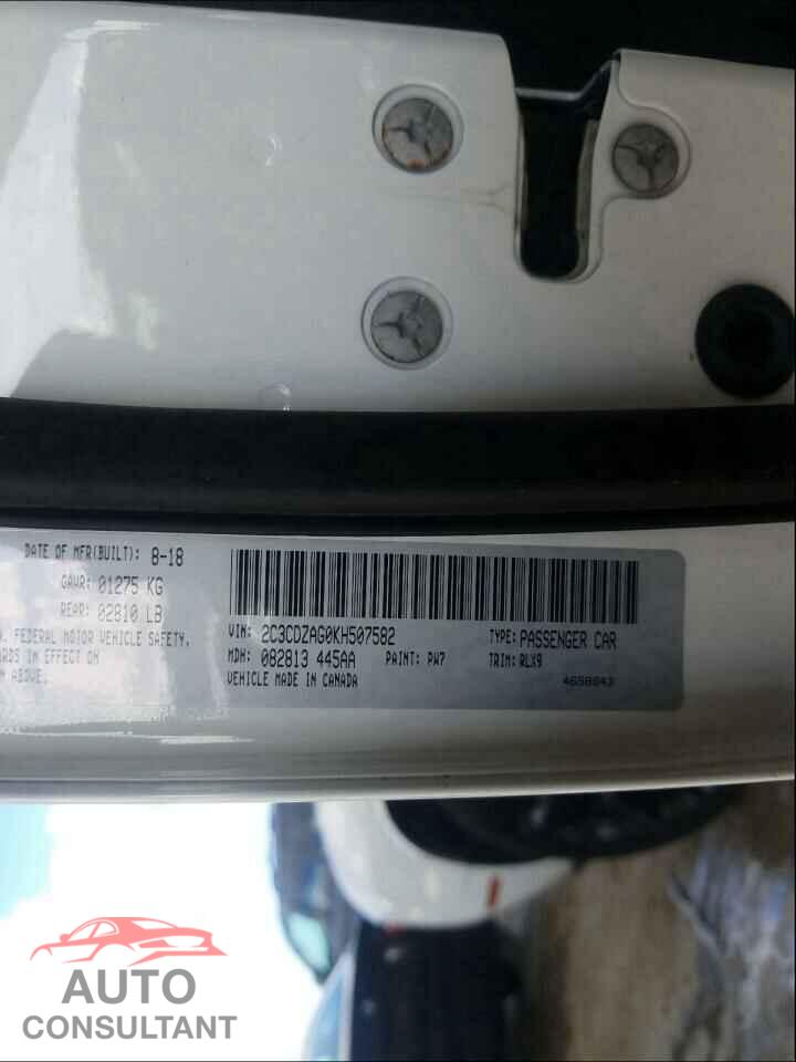DODGE CHALLENGER 2019 - 2C3CDZAG0KH507582
