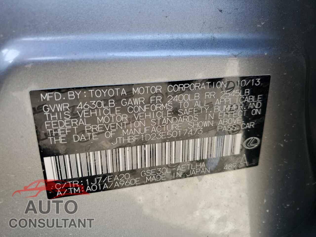 LEXUS IS 2014 - JTHBF1D23E5017473