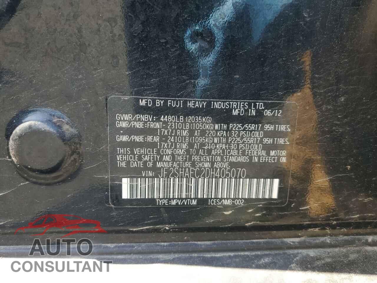 SUBARU FORESTER 2013 - JF2SHAEC2DH405070