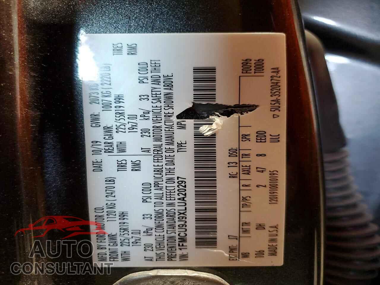 FORD ESCAPE 2020 - 1FMCU9J9XLUA20297