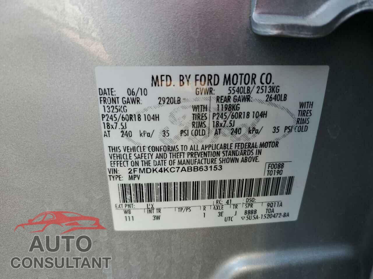 FORD EDGE 2010 - 2FMDK4KC7ABB63153