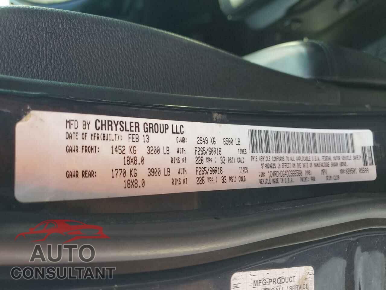 DODGE DURANGO 2013 - 1C4RDHDG4DC666560