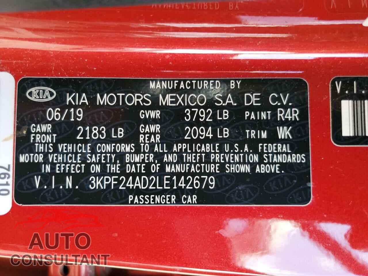 KIA FORTE 2020 - 3KPF24AD2LE142679
