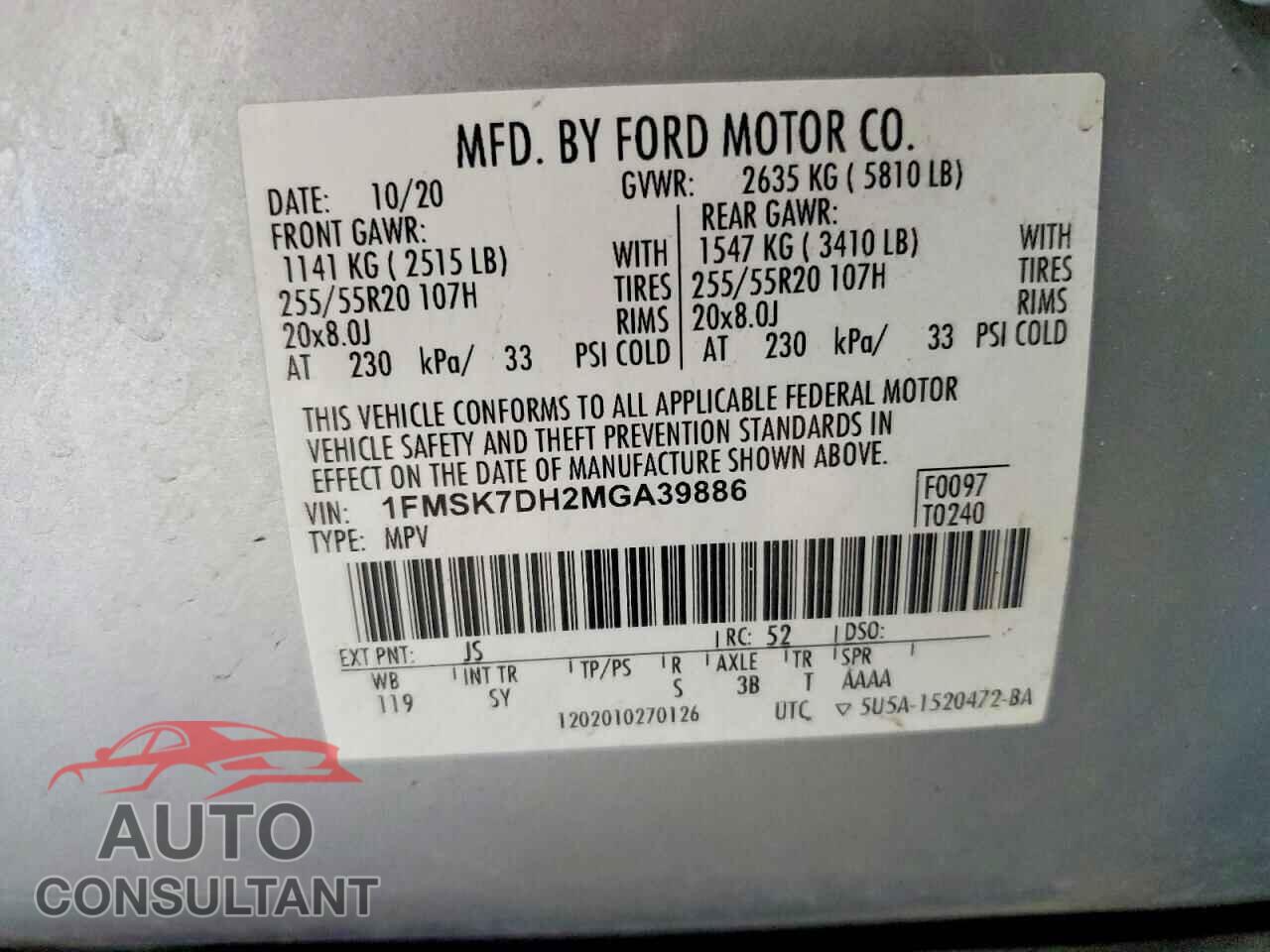 FORD EXPLORER 2021 - 1FMSK7DH2MGA39886