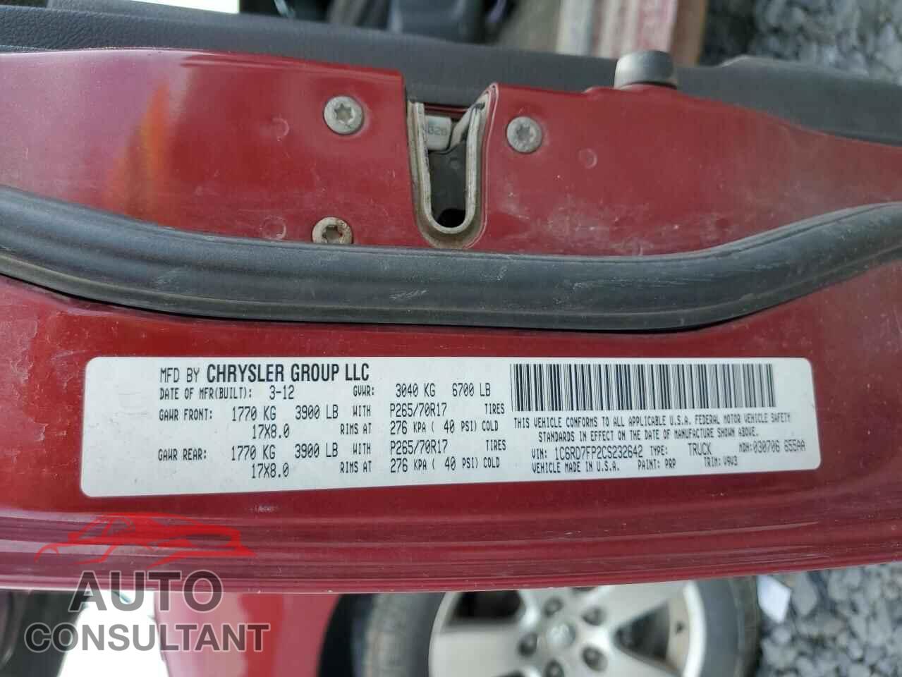 DODGE RAM 1500 2012 - 1C6RD7FP2CS232642